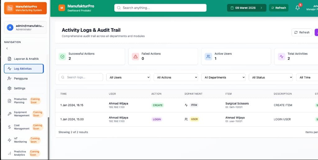 Audit Trail (Log Aktivitas)